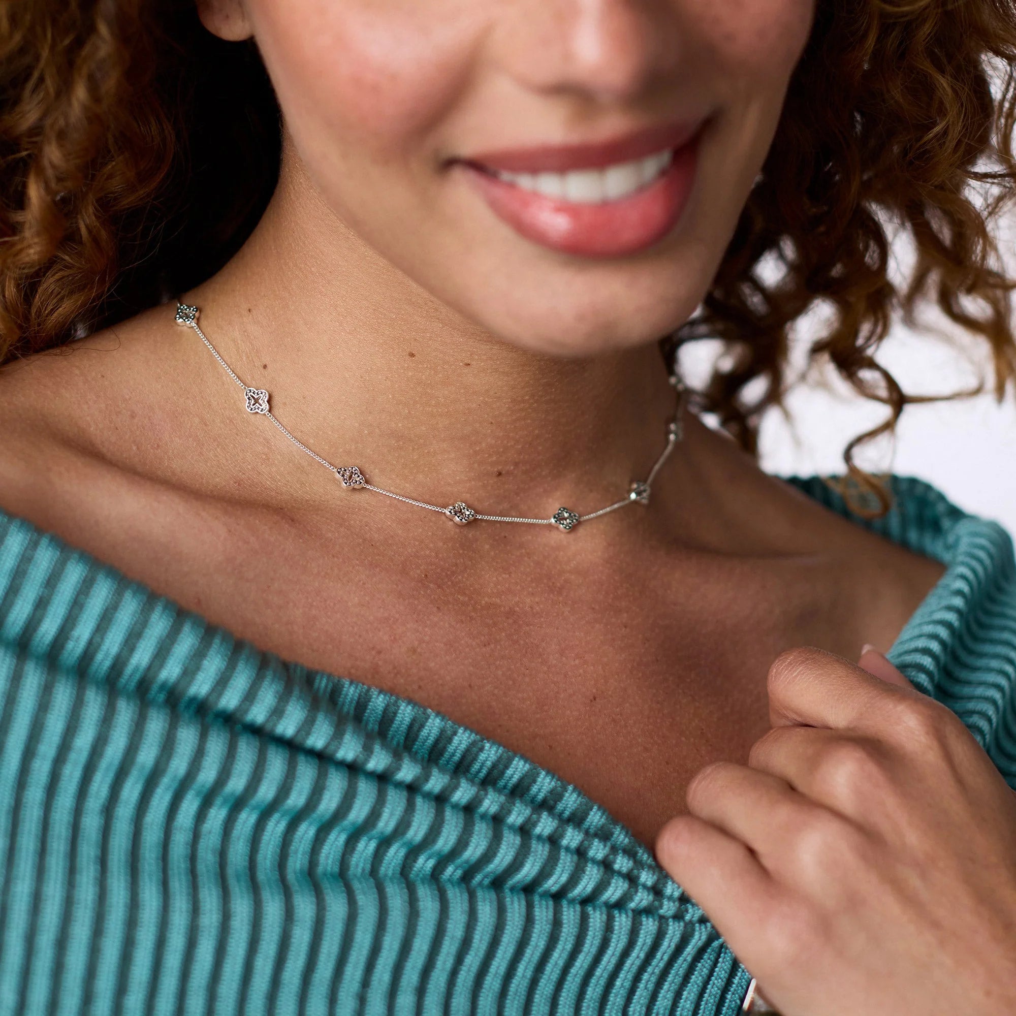 Florentine Demi Delicate Station Necklace Silver