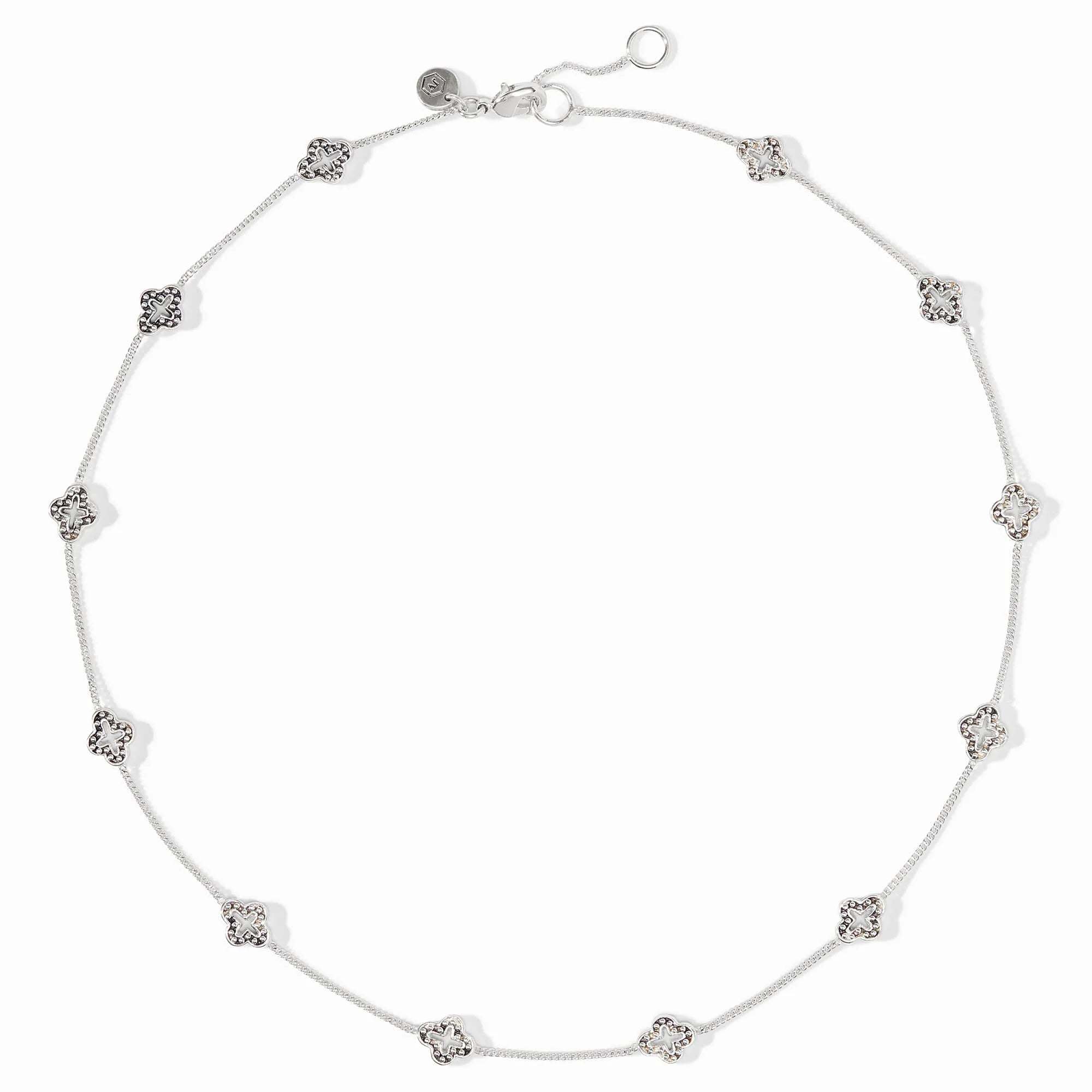 Florentine Demi Delicate Station Necklace Silver