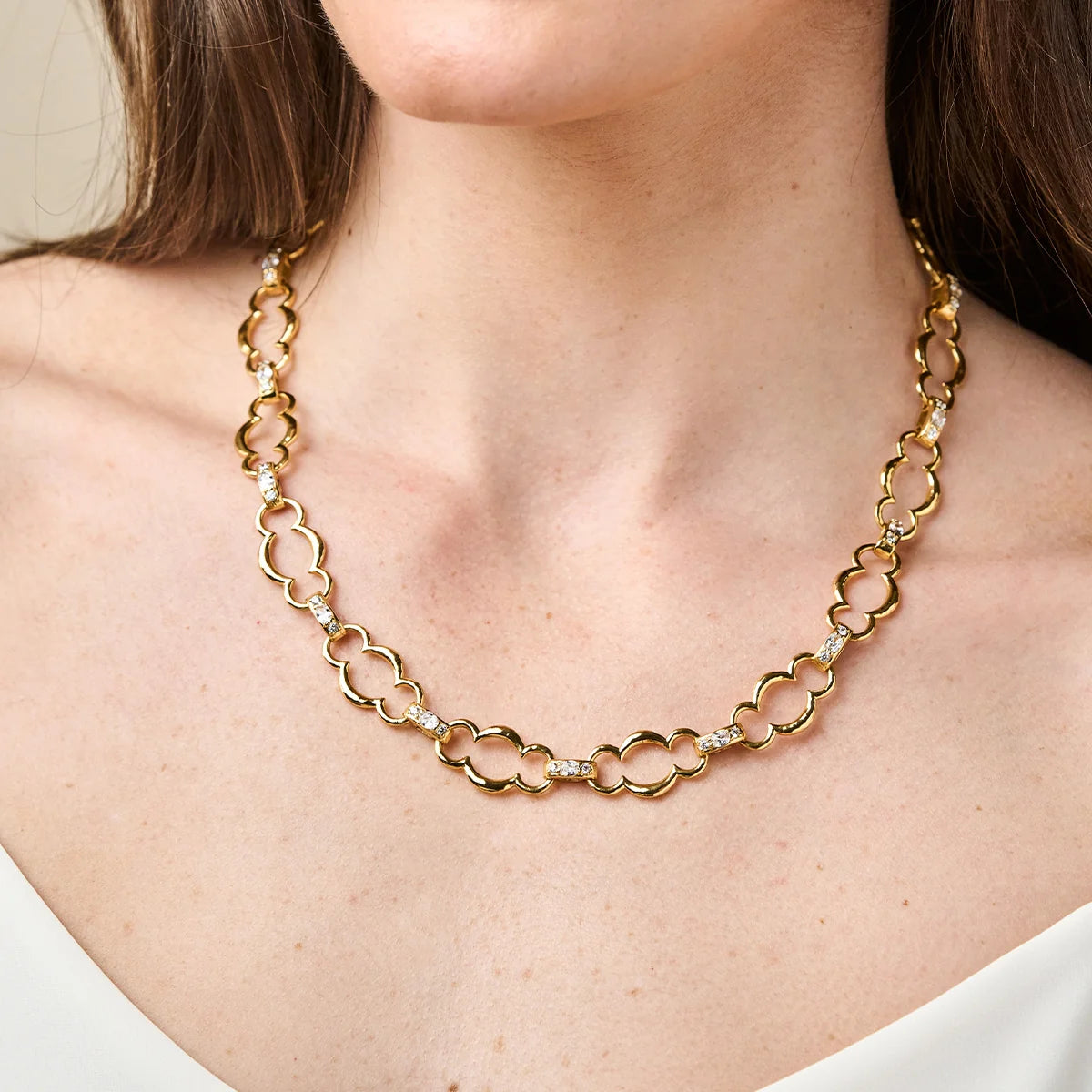 Maharani Grande Chain Necklace, 17"+2" - Clear Cubic Zirconia