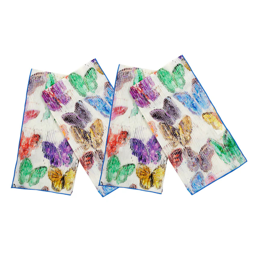 Spring Butterflies Linen Dinner Napkin Set of 4