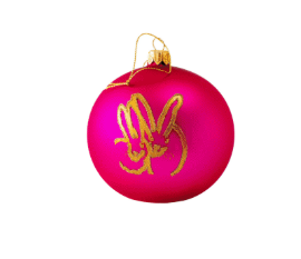 Holiday Bunny Ball, Fuchsia Hand- Blown Glass