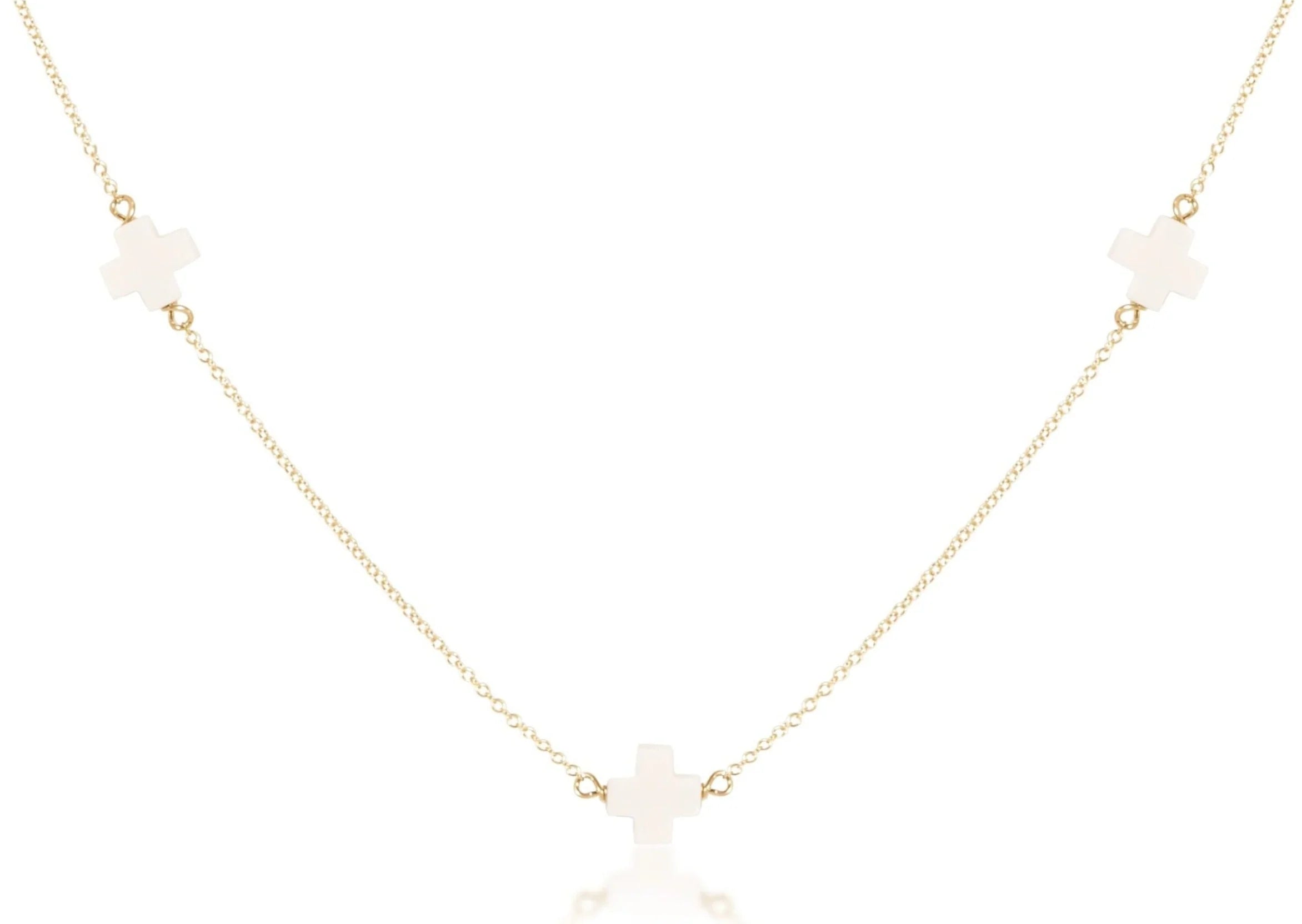 Choker Simplicity Chain Gold 15in - Signature Cross Off-White