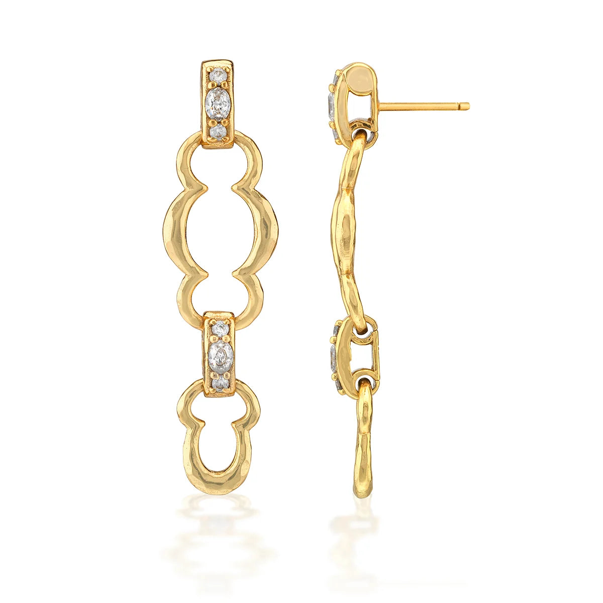 Maharani Grande Double Drop Earrings - Clear Cubic Zirconia