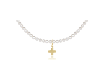 15" Choker Classic Pearl 3mm Bead - Signature Cross