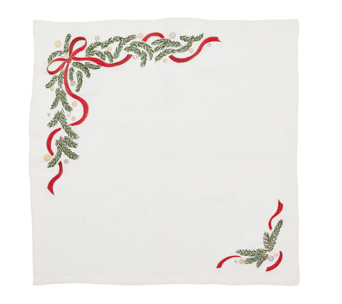 Merry & Bright Napkin in White, Red & Green