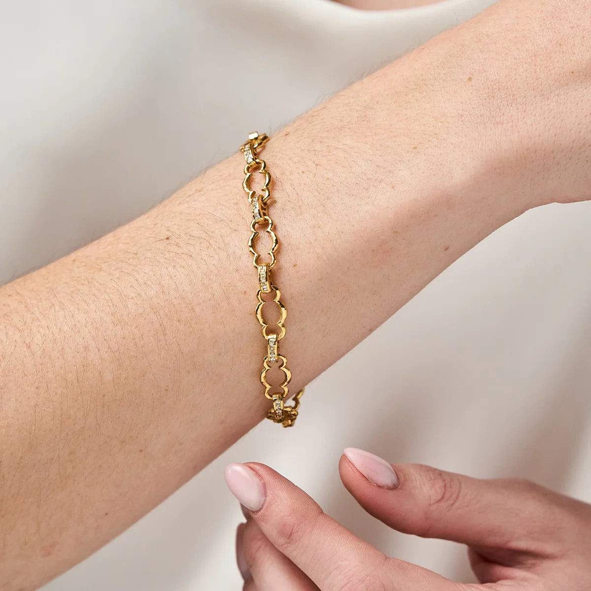 Maharani Petite Chain Bracelet, 7"+2" - Clear Cubic Zirconia