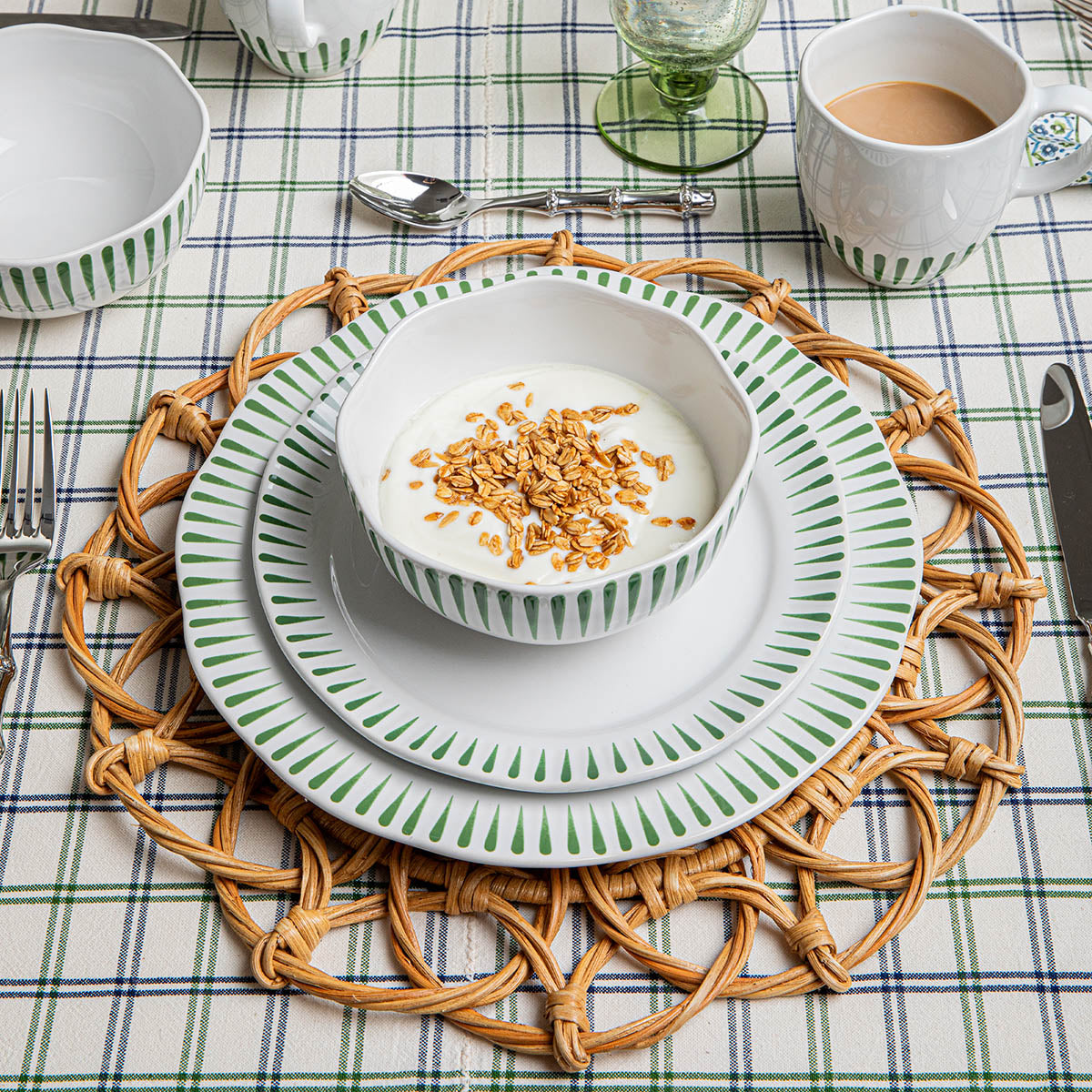 Sitio Stripe Cereal/Ice Cream Bowl - Basil