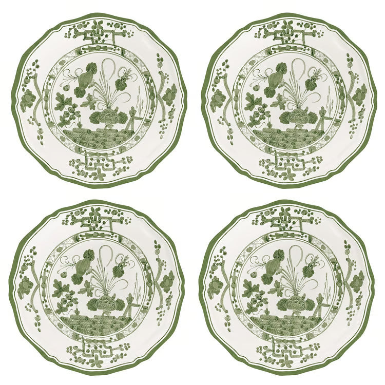 VIDA Faenza Appetizer Plate Set of 4 (Green and White)