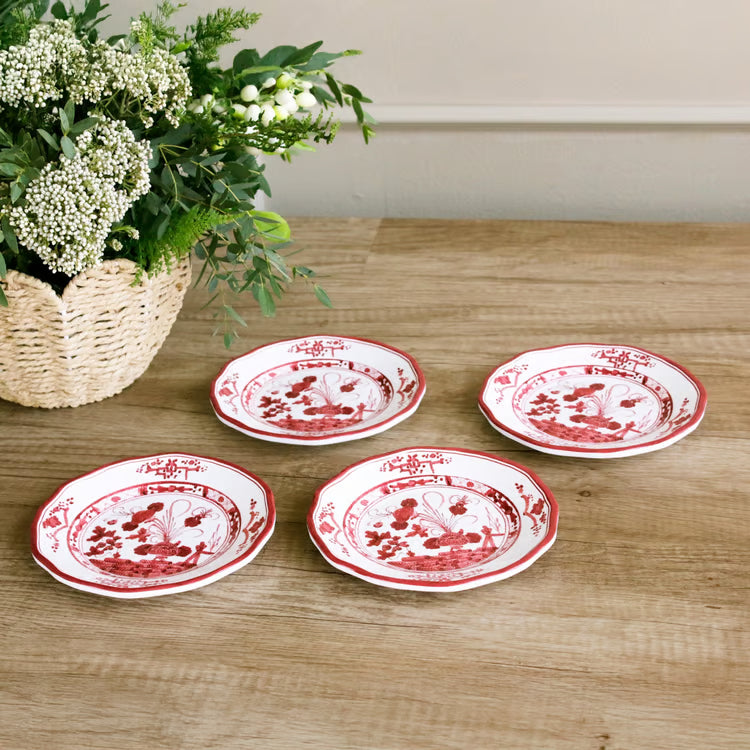 VIDA Faenza Appetizer Plate Set of 4 (Red and White)
