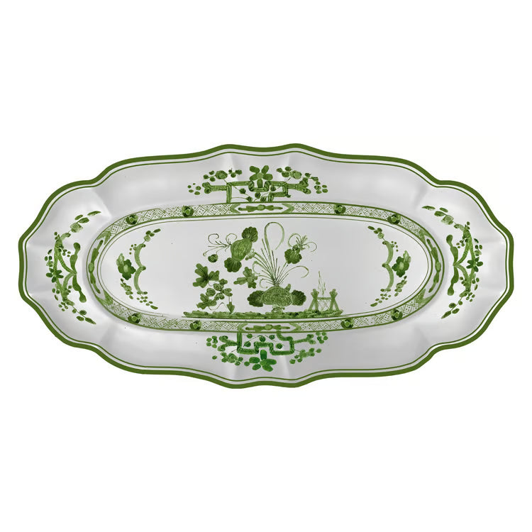 VIDA Faenza Long Rectangle Tray (Green and White)