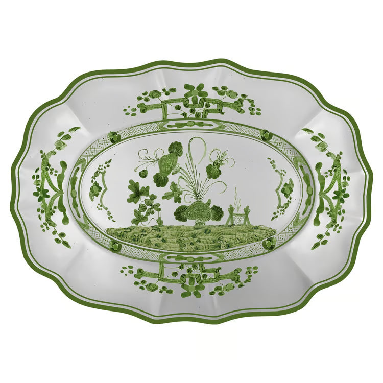 VIDA Faenza Medium Oval Platter (Green and White)