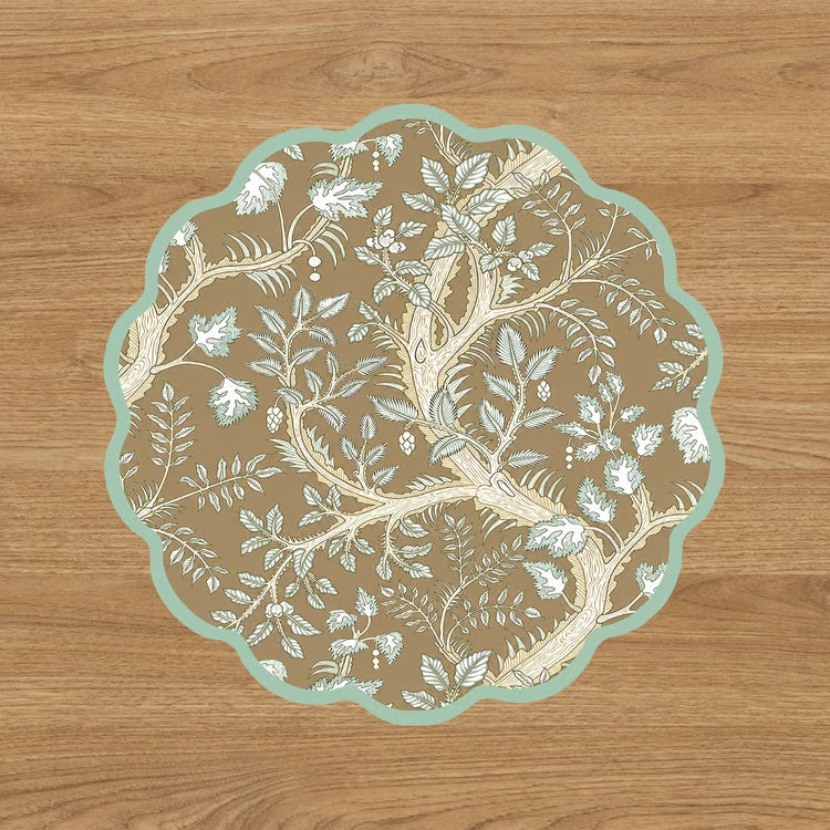 VIDA Forest Animals and Branches Reversible Placemats Set of 4 (Green & Brown)