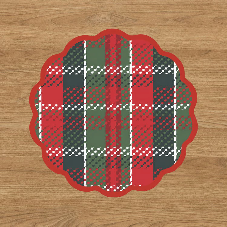 VIDA Nutcracker and Plaid Reversible Placemats Set of 4 (Red and Green)