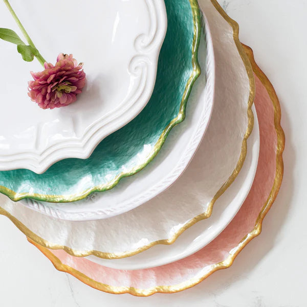 Baroque Glass Service Plate/Charger Aqua