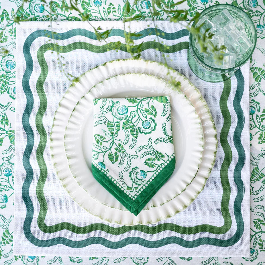 Green Square Wave Placemat Set of 4