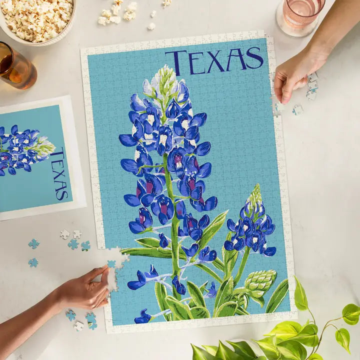 1000 Piece Puzzle Texas, Bluebonnet Letterpress