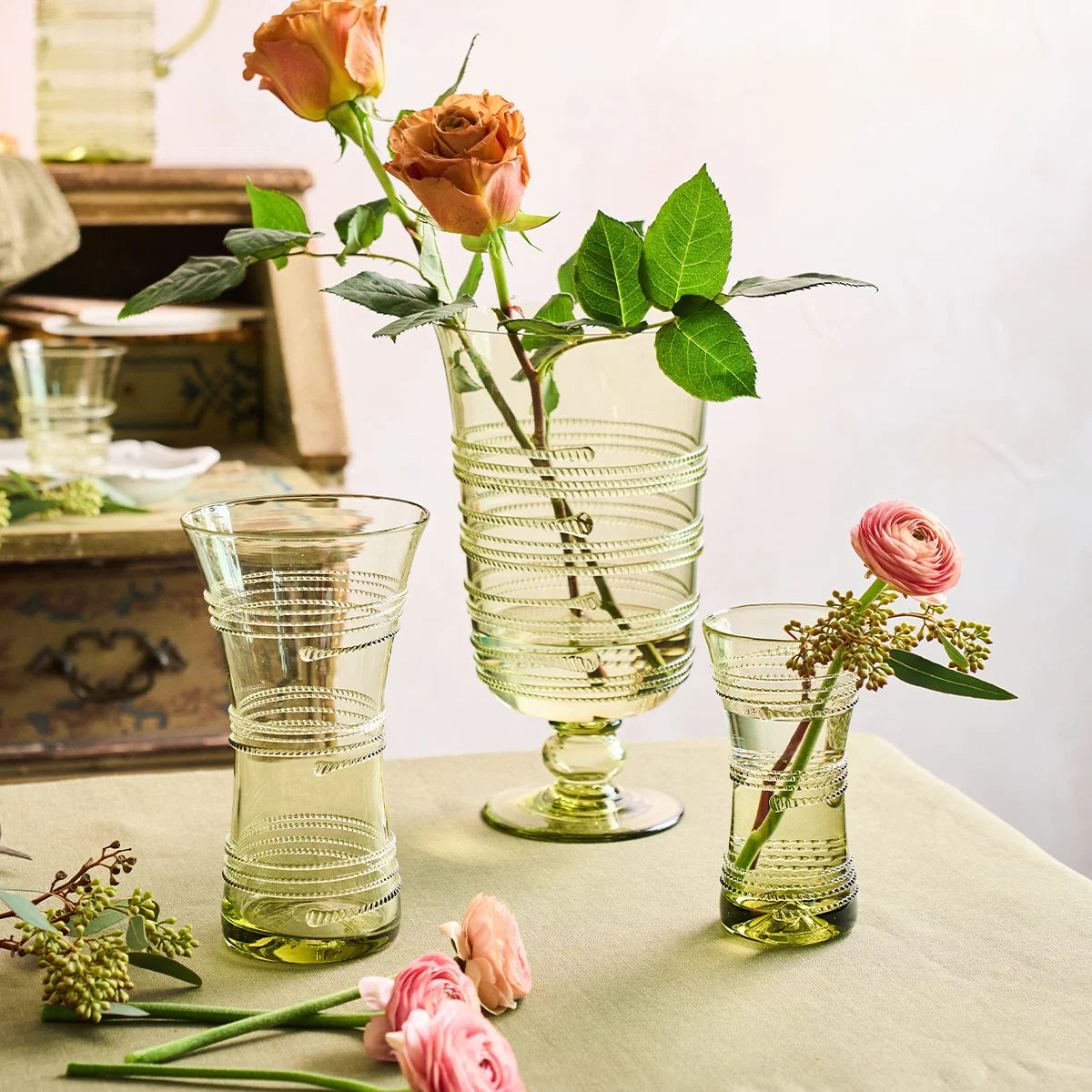 Ella Corset Vase 6in - Green