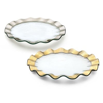 Annieglass Roman Gold Ruffled Buffet Plate - Robert's-Annie Glass-Robert's