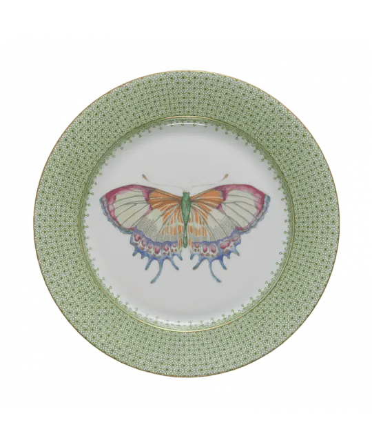 Apple Green Lace Dessert Plate with Butterfly - Robert's-MOTTAHEDEH-Robert's