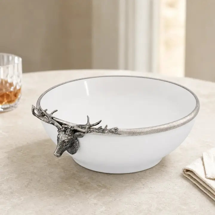 Elk Head Stoneware Bowl Large