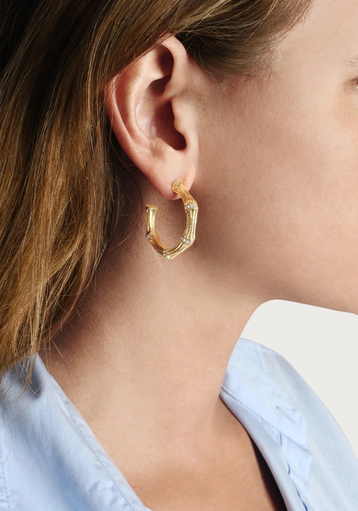 Bamboo Medium Hoop Earrings, Gold - Robert's-Anabel Aram-Robert's