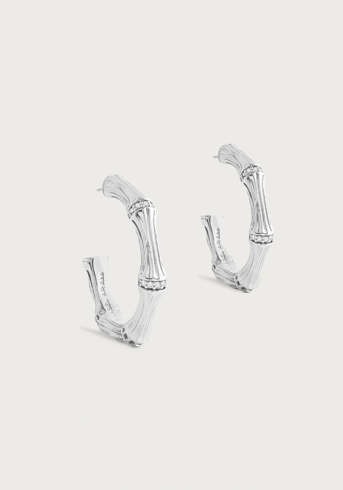 Bamboo Medium Hoop Earrings, Silver - Robert's-Anabel Aram-Robert's