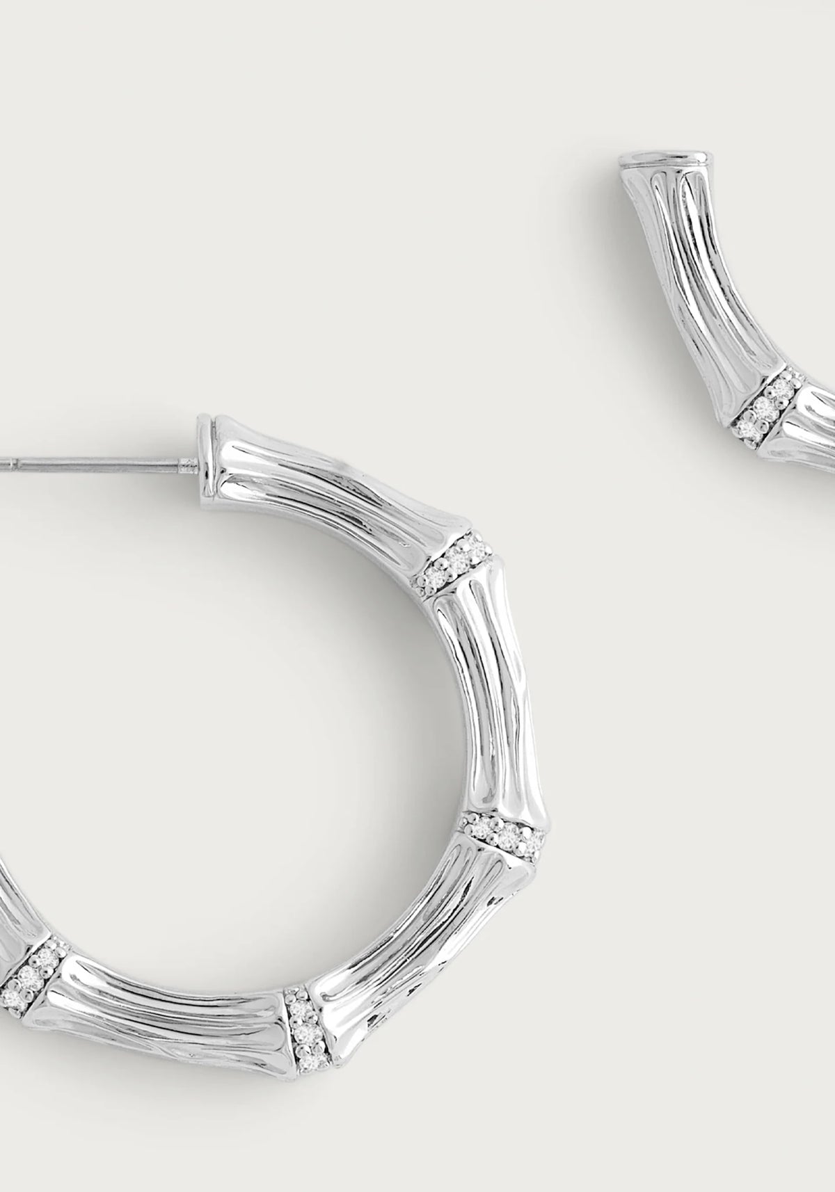 Bamboo Medium Hoop Earrings, Silver - Robert's-Anabel Aram-Robert's