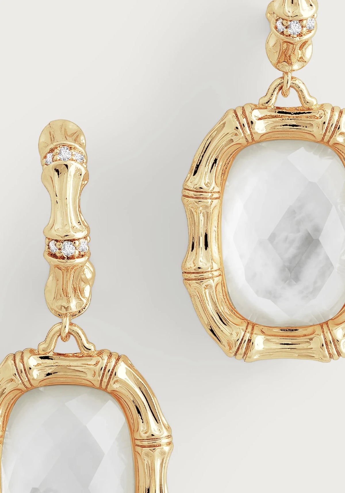 Bamboo With Stone Drop Earrings - Mother Of Pearl - Robert's-Anabel Aram-Robert's