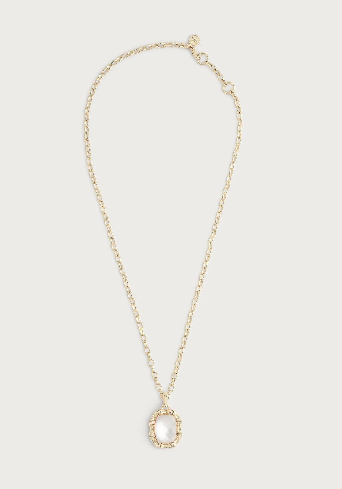 Bamboo With Stone Pendant Necklace - Mother Of Pearl - Robert's-Anabel Aram-Robert's