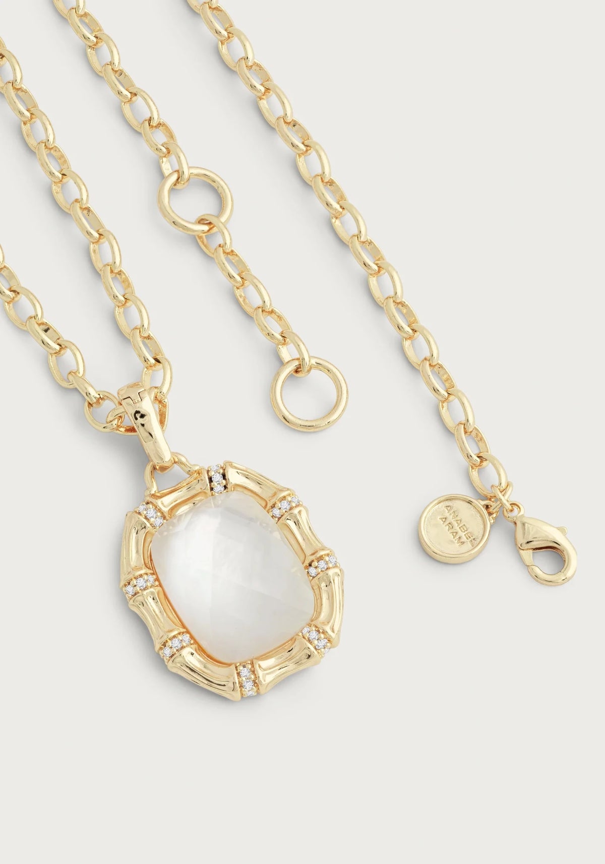 Bamboo With Stone Pendant Necklace - Mother Of Pearl - Robert's-Anabel Aram-Robert's