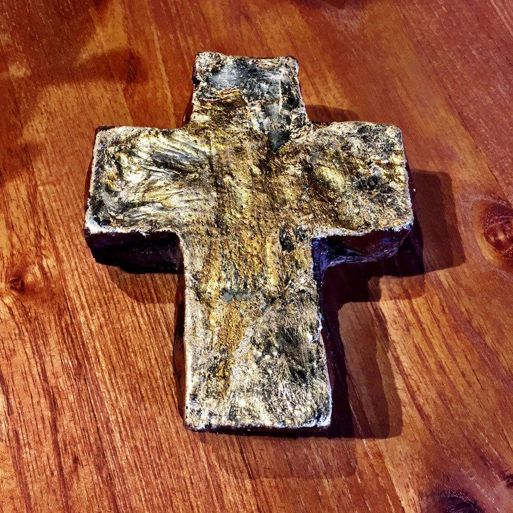 Barbara Biel Gold Leaf Cross 5in