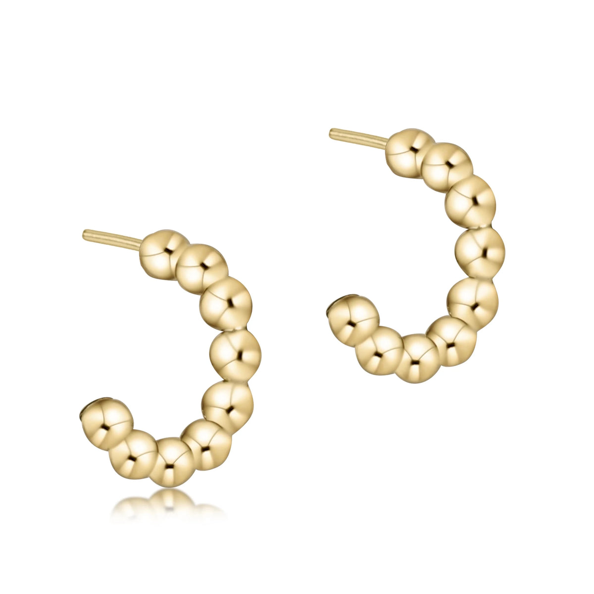 Beaded Classic 1" Post Hoop - 4mm Gold - Robert's-enewton-Robert's
