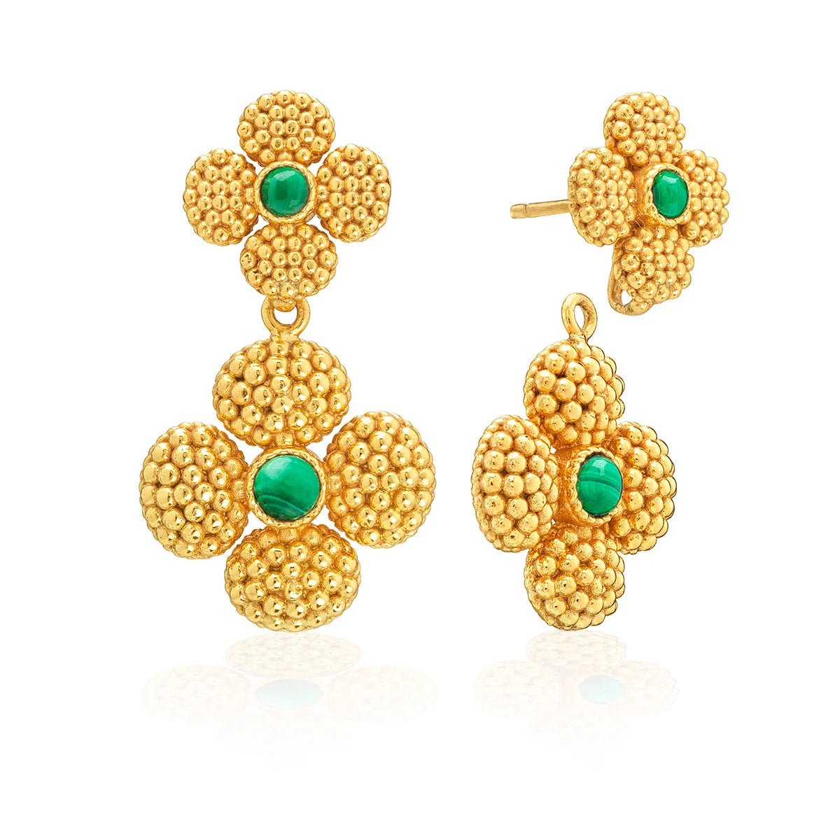 Berry Clover Convertible Duo Earrings - Malachite - Robert's-Capucine De Wulf-Robert's