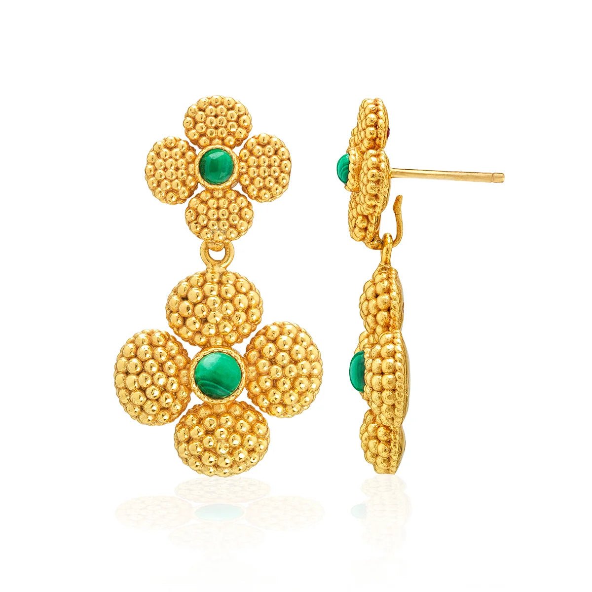 Berry Clover Convertible Duo Earrings - Malachite - Robert's-Capucine De Wulf-Robert's