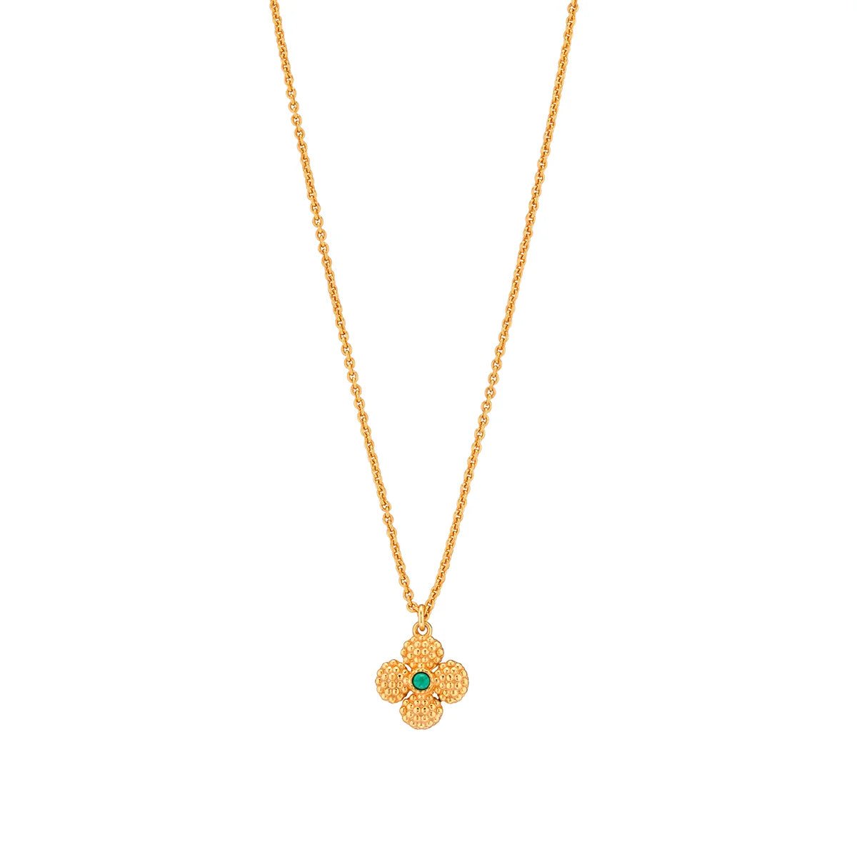 Berry Clover Double Sided Charm Necklace, 16"+2" - Malachite - Robert's-Capucine De Wulf-Robert's