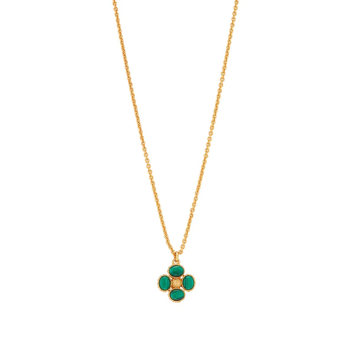 Berry Clover Double Sided Charm Necklace, 16"+2" - Malachite - Robert's-Capucine De Wulf-Robert's