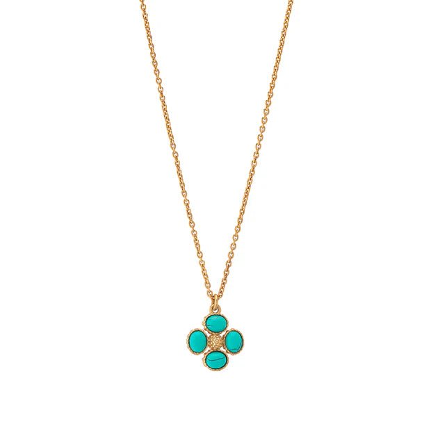 Berry Clover Double Sided Charm Necklace, 16"+2" - Turquoise - Robert's-Capucine De Wulf-Robert's