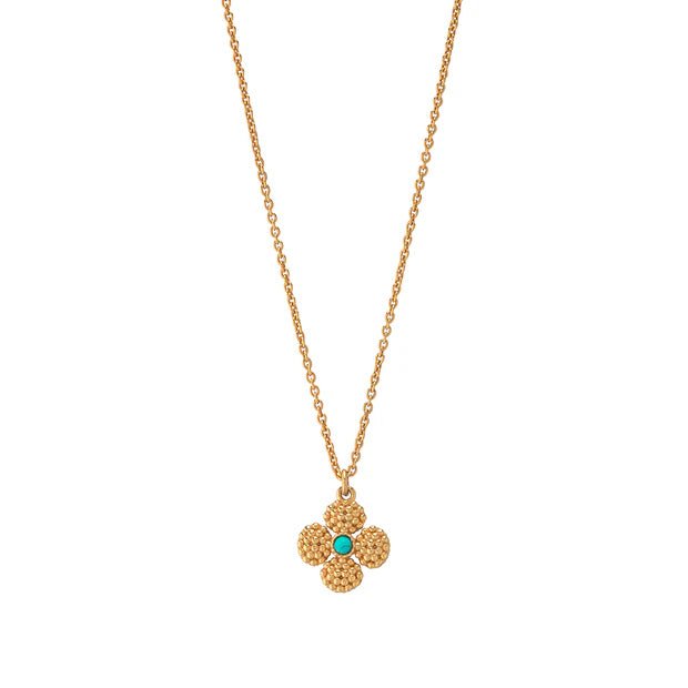 Berry Clover Double Sided Charm Necklace, 16"+2" - Turquoise - Robert's-Capucine De Wulf-Robert's