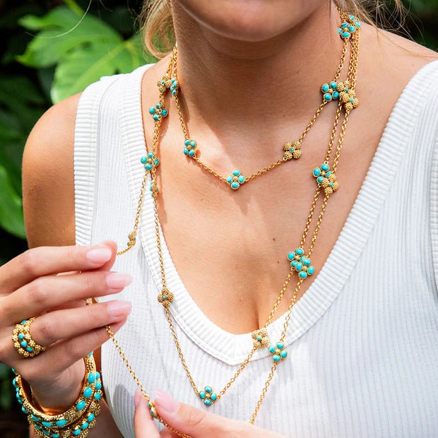 Berry Clover Double Sided Necklace, 28" - Turquoise - Robert's-Capucine De Wulf-Robert's