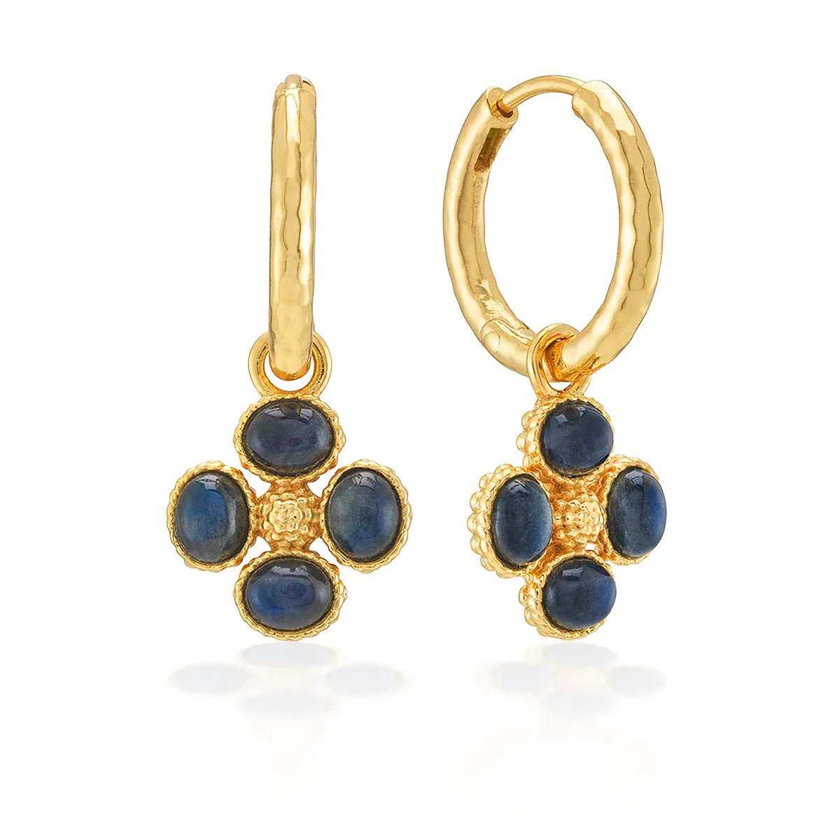 Berry Clover Hoop Earrings with Double Sided Charm - Blue Labradorite - Robert's-Capucine De Wulf-Robert's