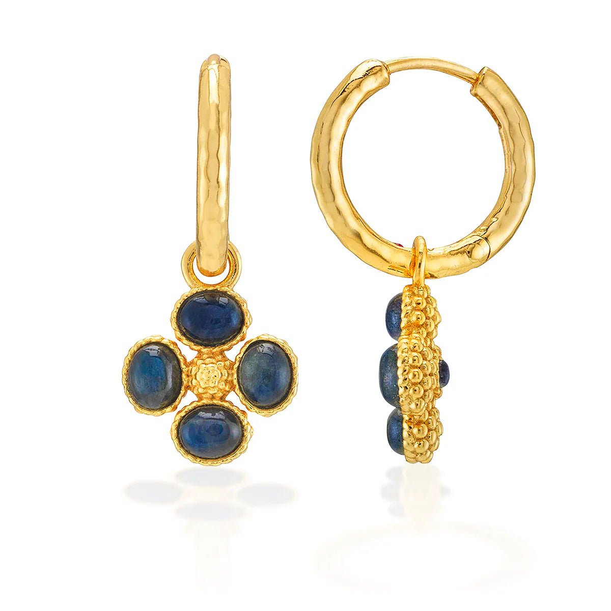 Berry Clover Hoop Earrings with Double Sided Charm - Blue Labradorite - Robert's-Capucine De Wulf-Robert's