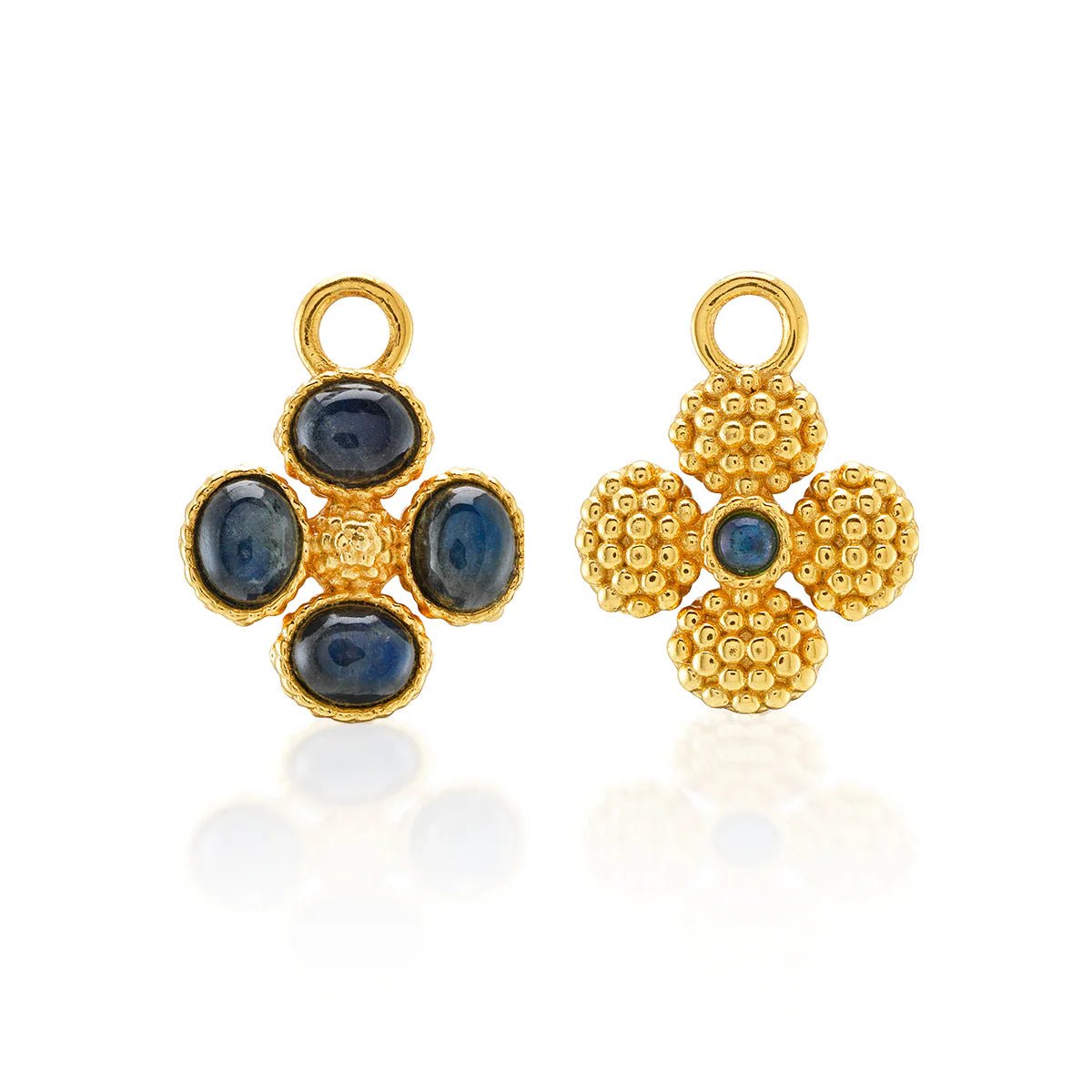 Berry Clover Hoop Earrings with Double Sided Charm - Blue Labradorite - Robert's-Capucine De Wulf-Robert's