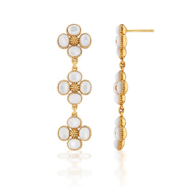 Berry Clover Linear Earrings - Mother of Pearl - Robert's-Capucine De Wulf-Robert's