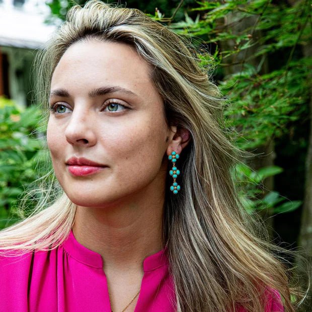 Berry Clover Linear Earrings - Turquoise - Robert's-Capucine De Wulf-Robert's