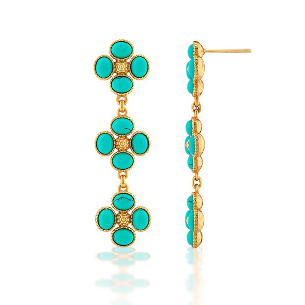 Berry Clover Linear Earrings - Turquoise - Robert's-Capucine De Wulf-Robert's
