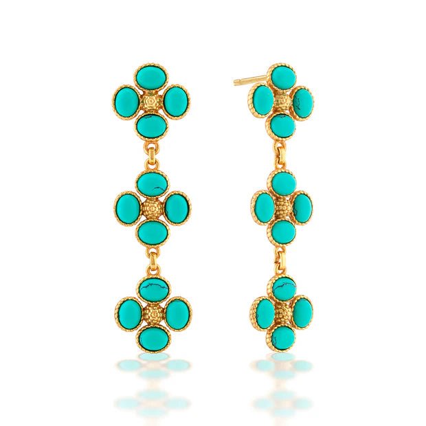 Berry Clover Linear Earrings - Turquoise - Robert's-Capucine De Wulf-Robert's