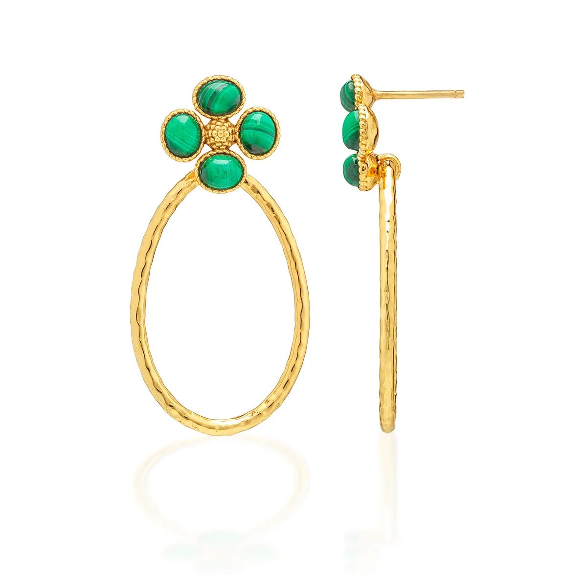 Berry Clover Teardrop Earrings - Malachite - Robert's-Capucine De Wulf-Robert's