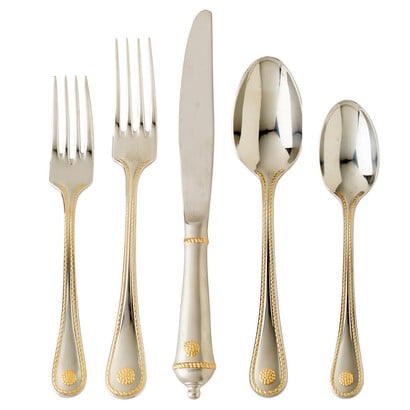 Berry & Thread 5pc Place Setting - Bright Satin with Gold - Robert's-Juliska-Robert's