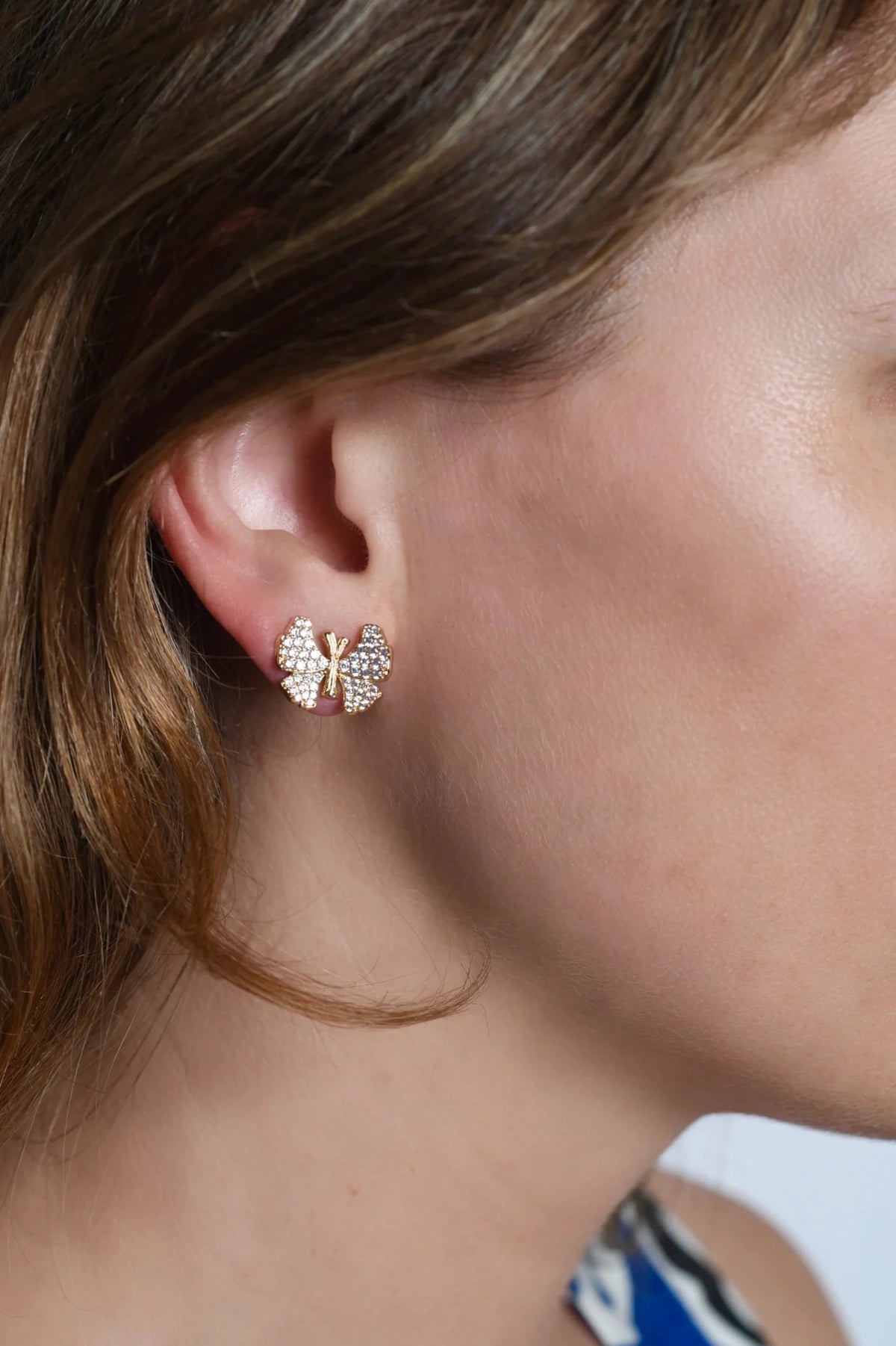 Butterfly White Pavé Stud Earrings - Robert's-Anabel Aram-Robert's