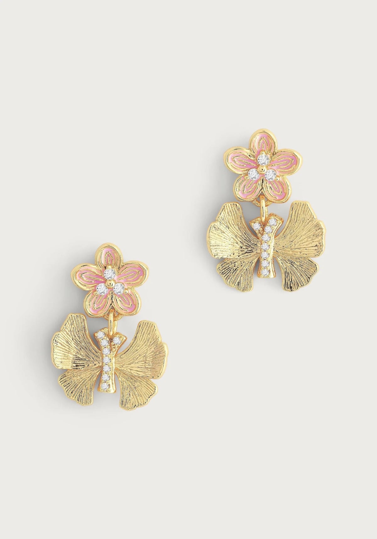 Butterfly With Enamel Flower Earrings - Robert's-Anabel Aram-Robert's